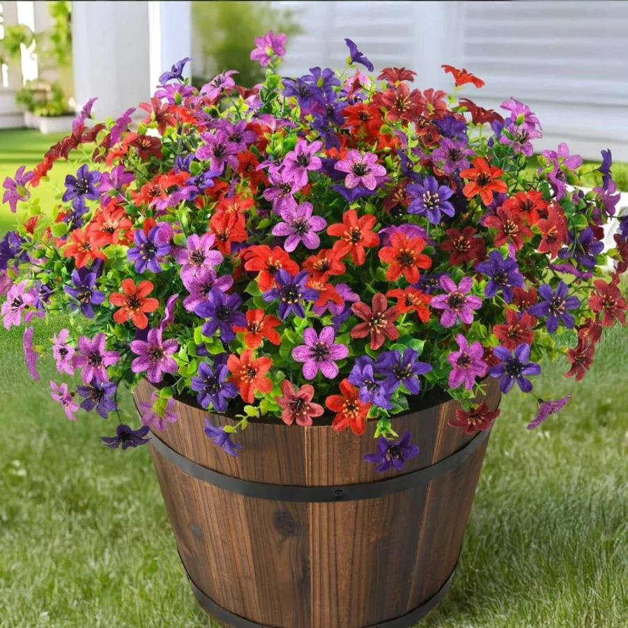 Homsunny UV Resistant Artificial Daisy Flowers - 12 Bundles Silk Fake Plants for Outdoor Garden, Porch, Patio, Yard Decor