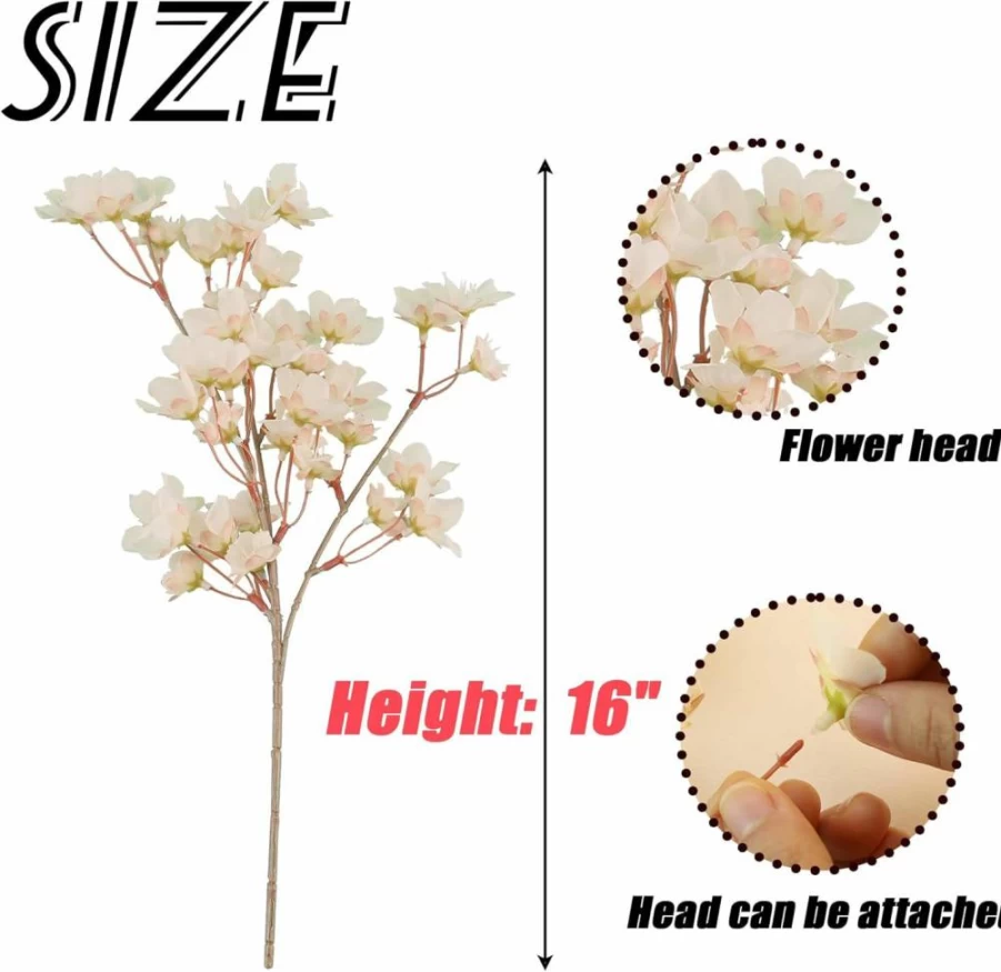 SITUMEIZI 6Pcs 16" Pink Artificial Cherry Blossom Silk Flowers for Home Wedding Party Decor Japanese Style Centerpiece Spring Floral Arrangement Fake Branches Bouquet