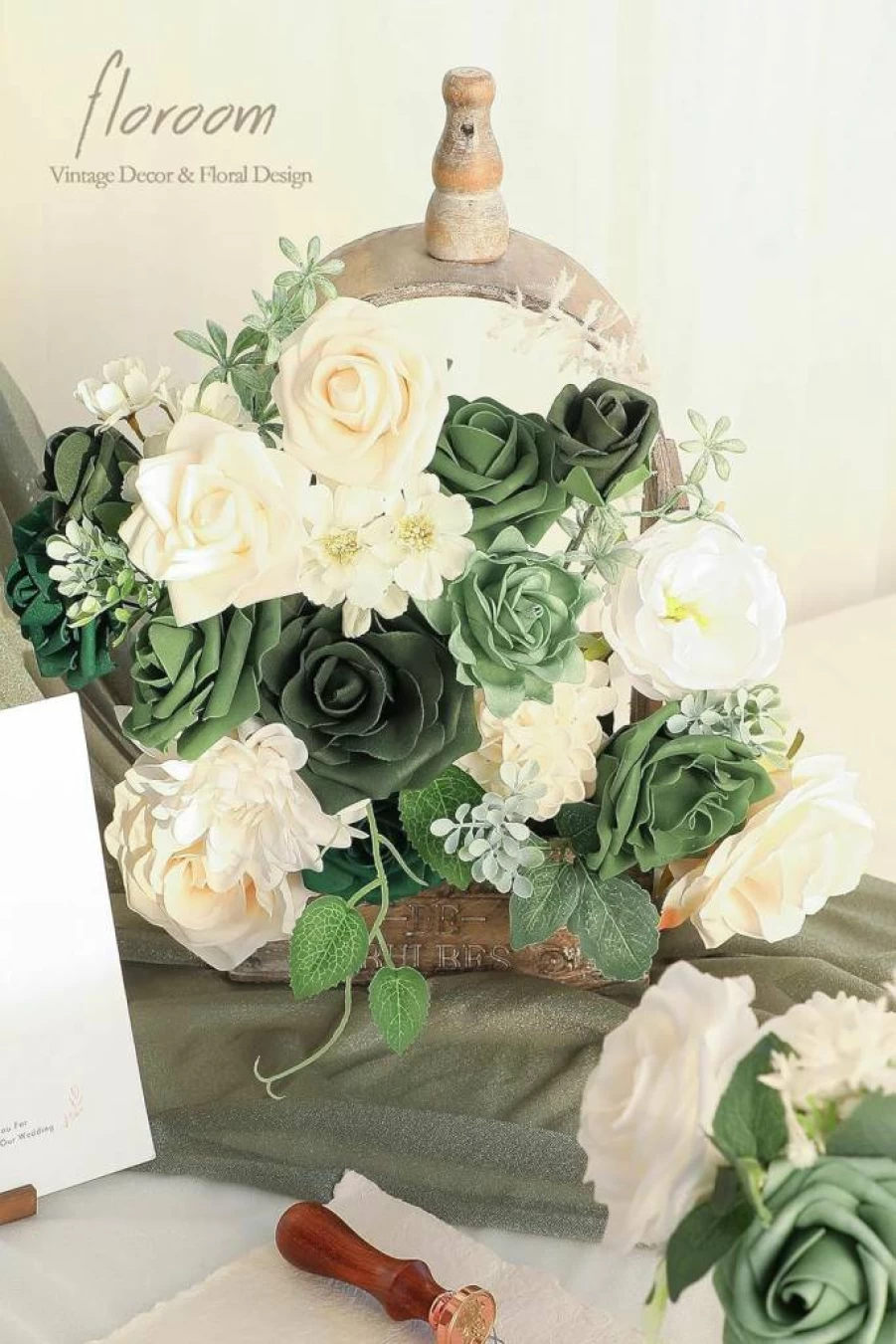 Floroom Pink Cream Artificial Flower Box Set - DIY Peonies, Roses, Greenery for Wedding Bouquets, Bridal Centerpieces, Home Decor, Party Arrangements