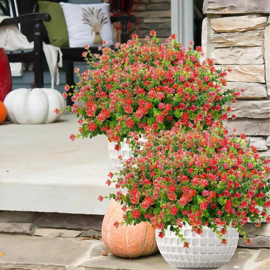 NETAP UV Resistant Outdoor Artificial Flowers - 20 Bundles Realistic Fake Greenery Plants for Porch, Window Boxes, Garden, Yard & Home Decor, White