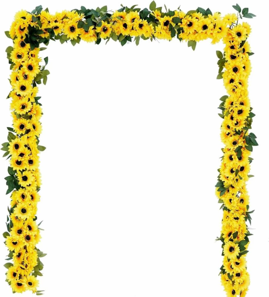 Coferset 40Pcs Artificial Sunflower Heads with Stems, 4 Inch Yellow Silk Fake Flowers for Wedding Decor, Baby Shower, DIY Crafts, and Home Decoration