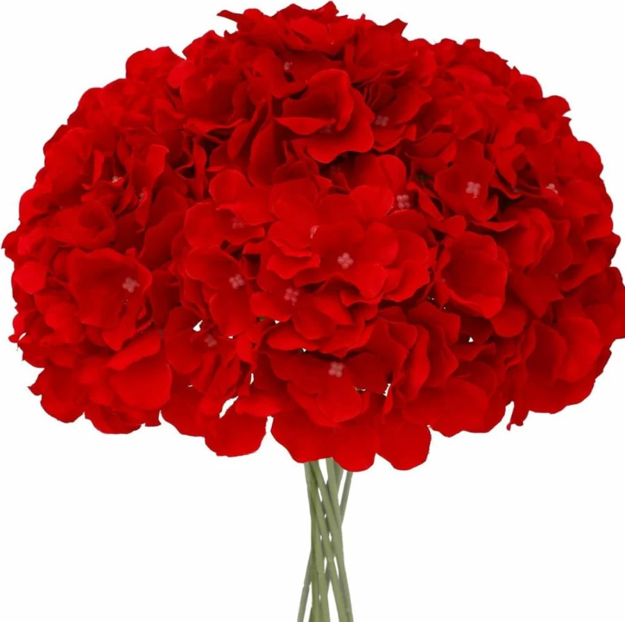 FLORRALIA White Artificial Hydrangea Flowers - 10 Pack Real Touch Faux Silk Hydrangea Heads with Stems for Wedding, Home, Party Table Decor