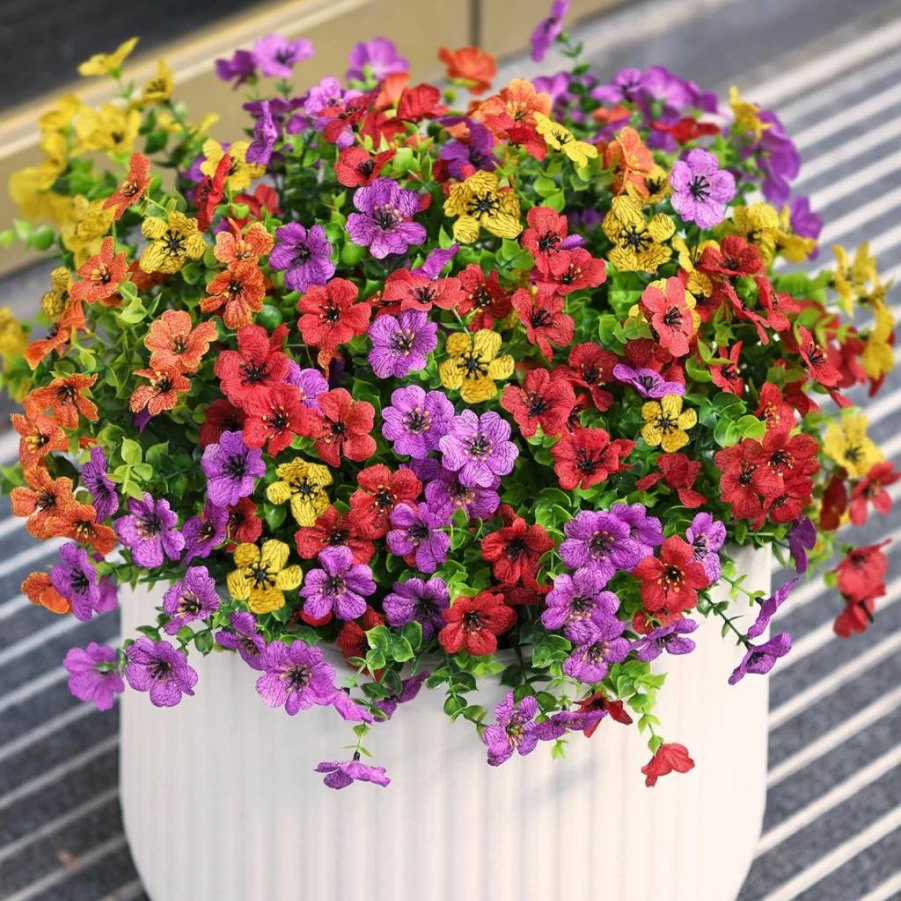 INQCMY 12 Bundles UV Resistant Artificial Daisy Flowers for Outdoor Decor, Faux Silk Plants for Patio, Porch, Window Box, Yard - Realistic Spring Summer Fake Flowers