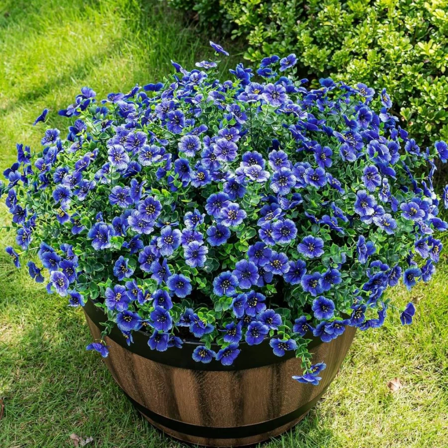 Lnoicy 20 Bundles UV Resistant Artificial Eucalyptus Flowers for Outdoor Garden, Porch, and Home Decor - 9 Colors Faux Plants