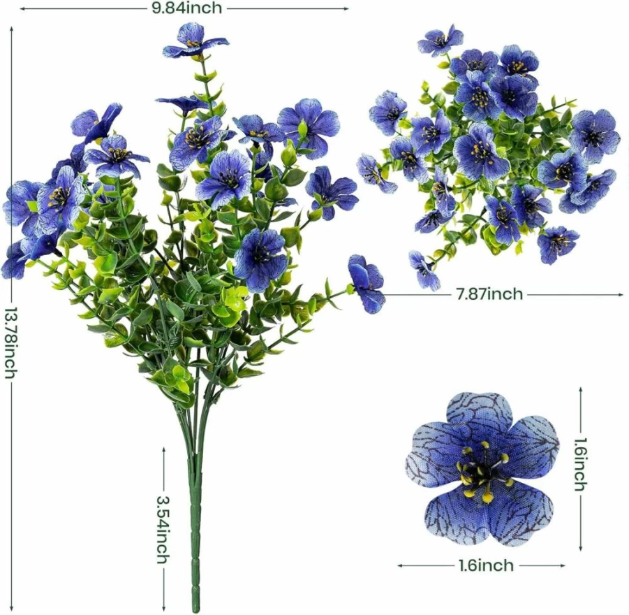 Lnoicy 20 Bundles UV Resistant Artificial Eucalyptus Flowers for Outdoor Garden, Porch, and Home Decor - 9 Colors Faux Plants