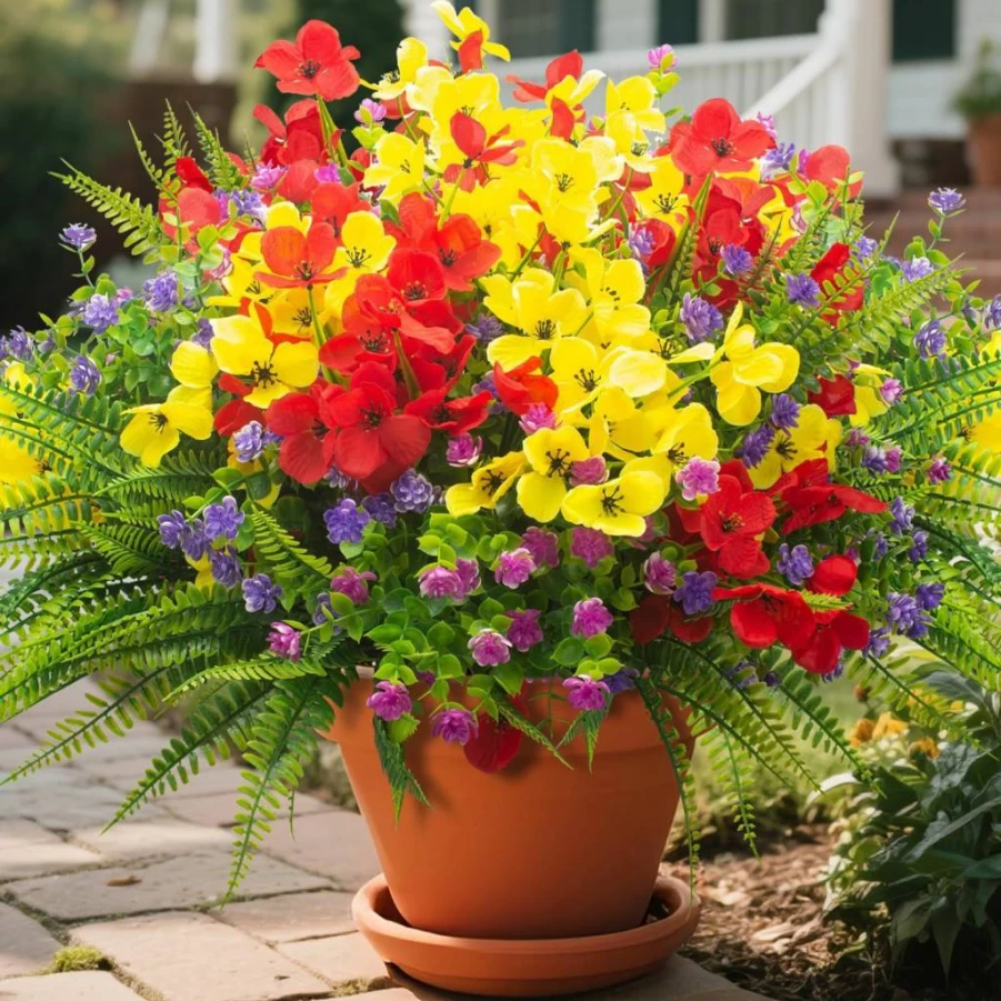 AITISOR 20 Pack UV Resistant Artificial Flowers for Outdoor Decor, Faux Plants for Hanging Planters, Porch, Window, Wedding, Spring Summer Greenery