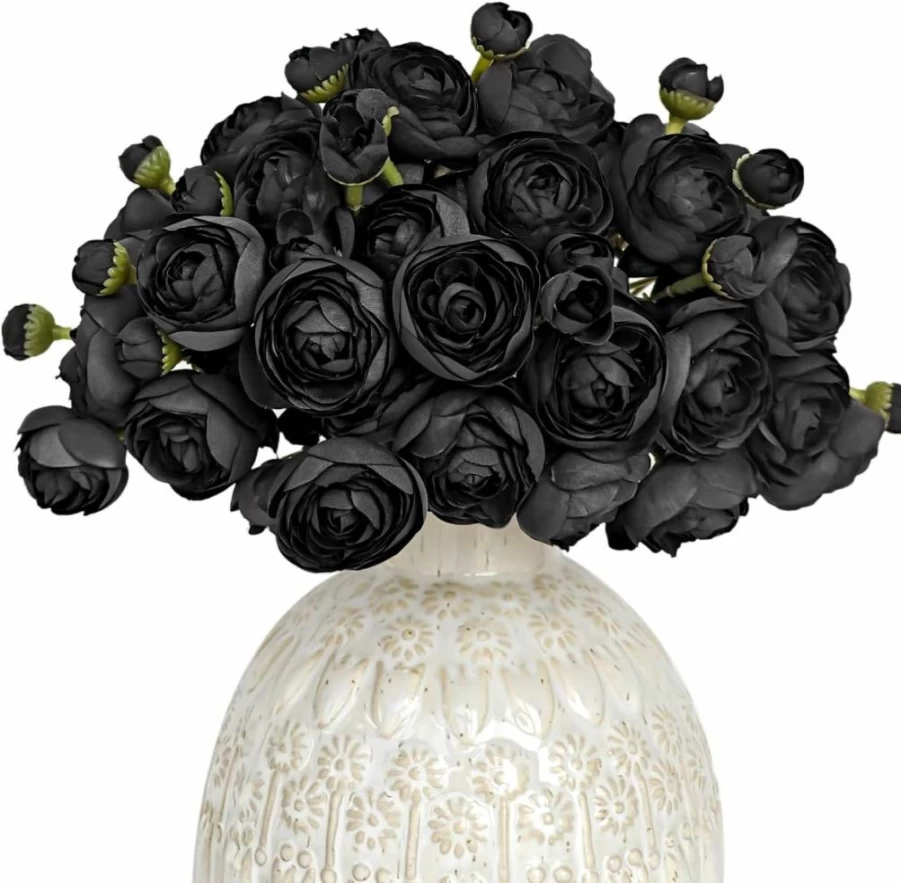 Letjolt 18Pcs Champagne Silk Ranunculus Artificial Flowers for Wedding Bouquet, Bridal Shower, Centerpieces, and Home Decor - Faux DIY Floral Arrangements