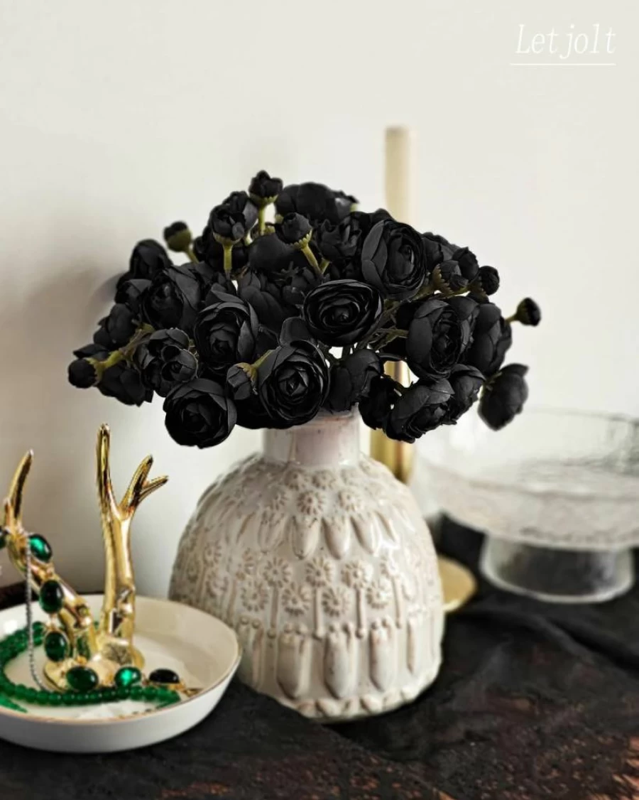 Letjolt 18Pcs Champagne Silk Ranunculus Artificial Flowers for Wedding Bouquet, Bridal Shower, Centerpieces, and Home Decor - Faux DIY Floral Arrangements