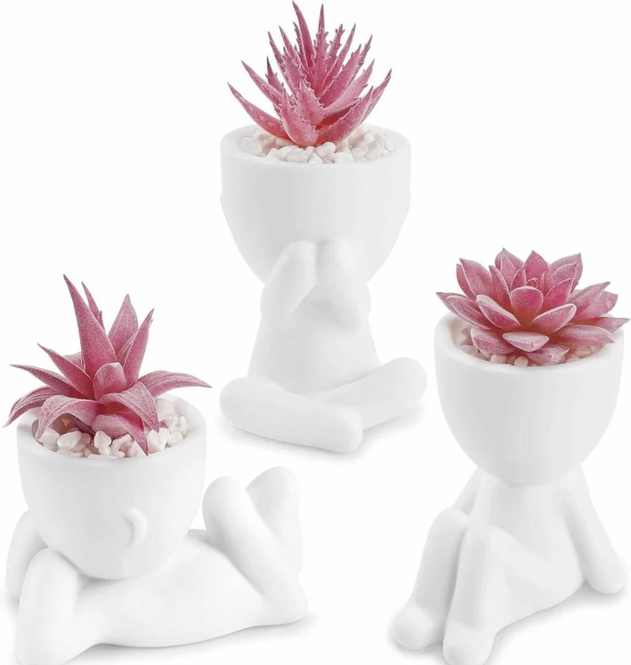 Der Rose 3Pcs Artificial Succulent Plants - Realistic Fake Succulents for Home Decor, Bathroom, Bedroom, Indoor Aesthetic Decorations