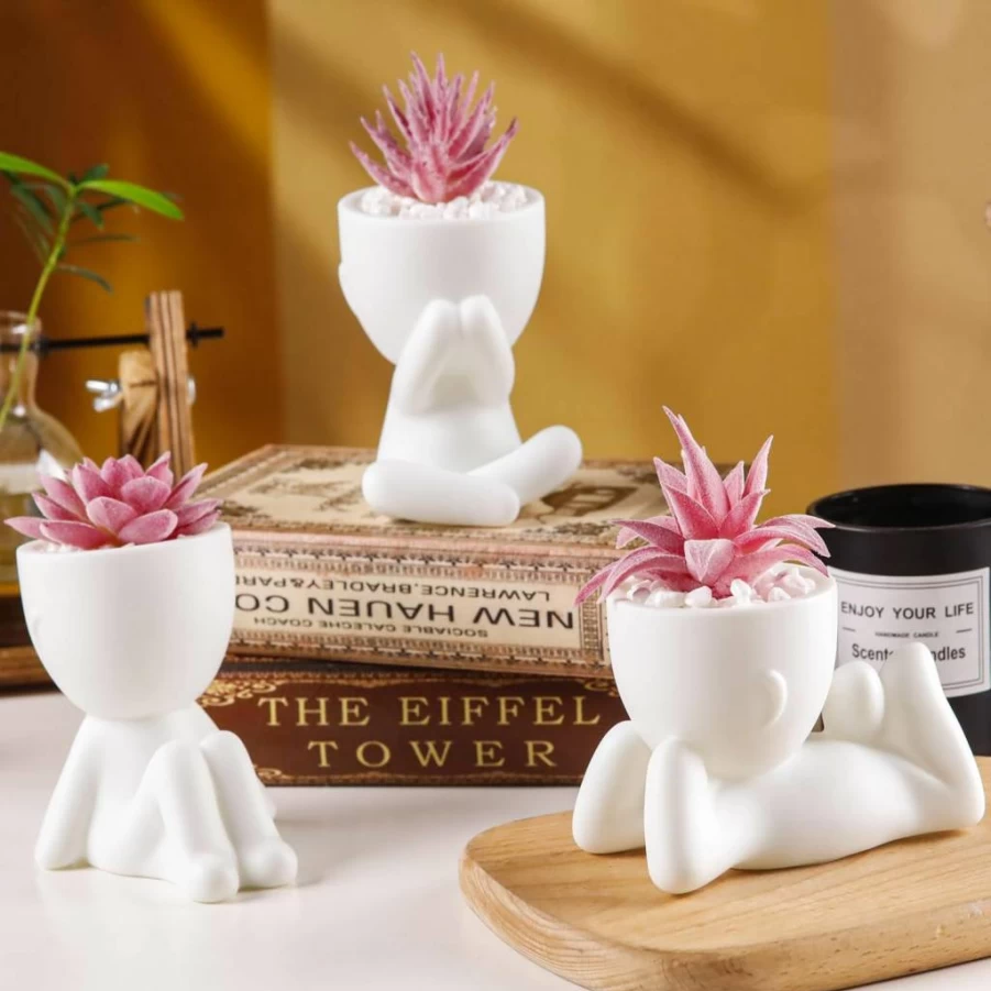 Der Rose 3Pcs Artificial Succulent Plants - Realistic Fake Succulents for Home Decor, Bathroom, Bedroom, Indoor Aesthetic Decorations