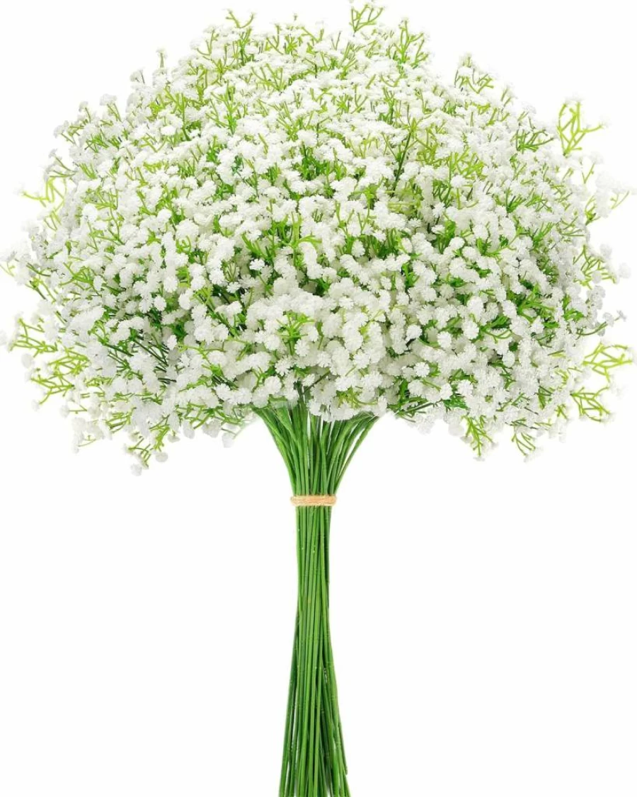 MERIXMAS White Artificial Baby's Breath Flowers Bulk - Real Touch Fake Flowers for Wedding, Party, Home, and Garden Decor (6 Stems)