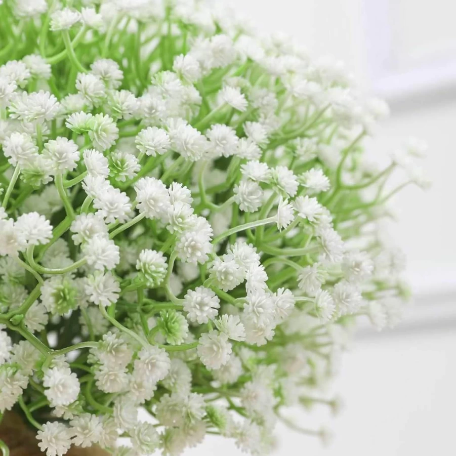 FOTN 120Pcs White Artificial Baby's Breath Flowers Bulk - Real Touch Faux Gypsophila Bouquet for Wedding Centerpieces, Table Decorations, and Floral Arrangements