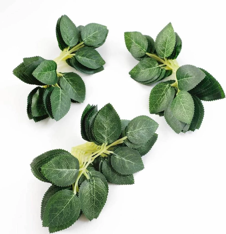 Floroom 35Pcs Artificial Silk Rose Leaves - DIY Wedding Bouquets, Bridal Shower Centerpieces, Home Decor Faux Greenery Bulk