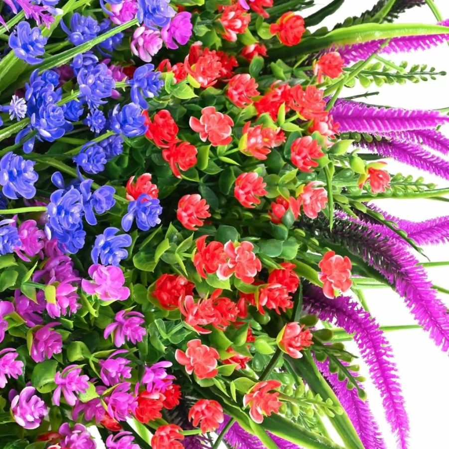 Maxkes 24Pcs UV Resistant Artificial Lavender Plants, Outdoor Fake Flowers for Garden, Porch, Planters, Home Decor, Faux Flowers All Weather Durable