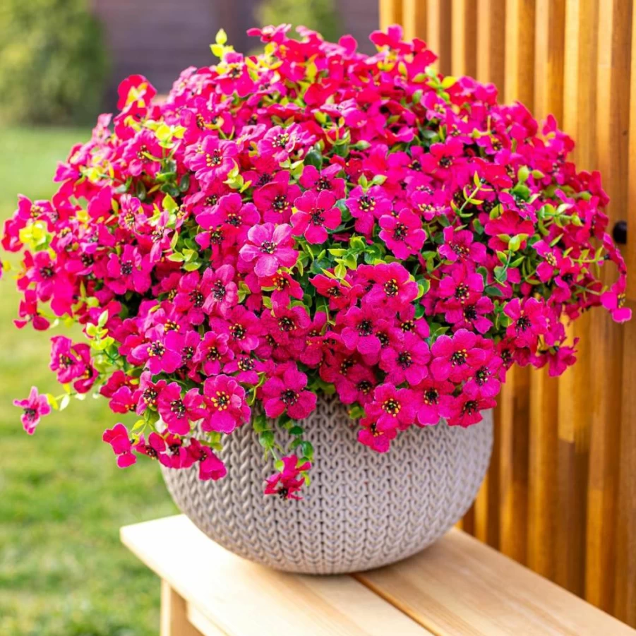 AXYLEX 16 Bundles Artificial Boxwood Plants - UV Resistant Faux Outdoor Greenery Shrubs, No Fade Fake Flowers for Garden, Farmhouse & Fall Decor (Blue)