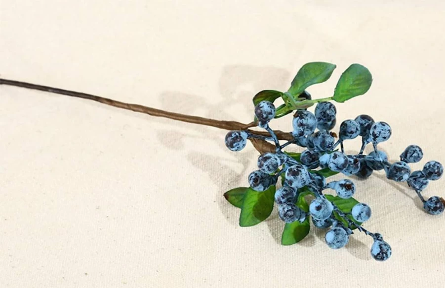 Mistari 10 Pack Artificial Blueberry Stems - Faux Silk Flowers for Home Decor, Wedding, Party, and California Style Arrangements