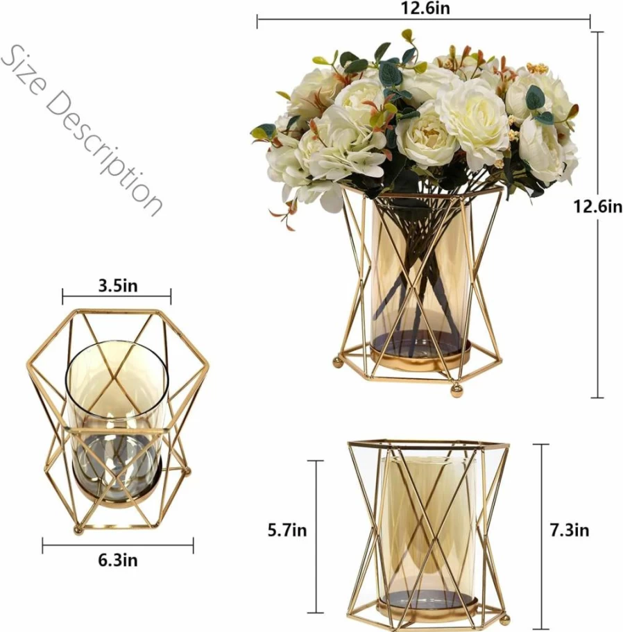 SEPTDECOR White Peony Silk Flower Bouquet in Vase - Realistic Faux Floral Arrangement for Farmhouse Home Decor, Table Centerpiece, Indoor Wedding & Office Decoration