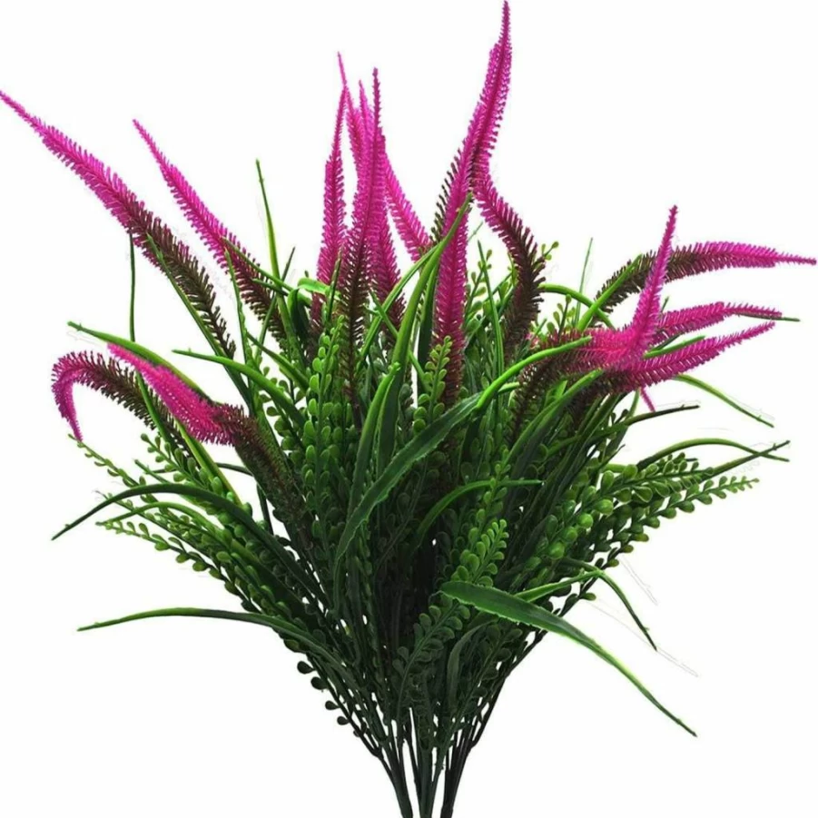 Bird Fiy 4PCS UV Resistant Artificial Plants for Outdoor & Indoor Use, Fake Plastic Greenery Shrubs, Faux Flowers for Home Decor