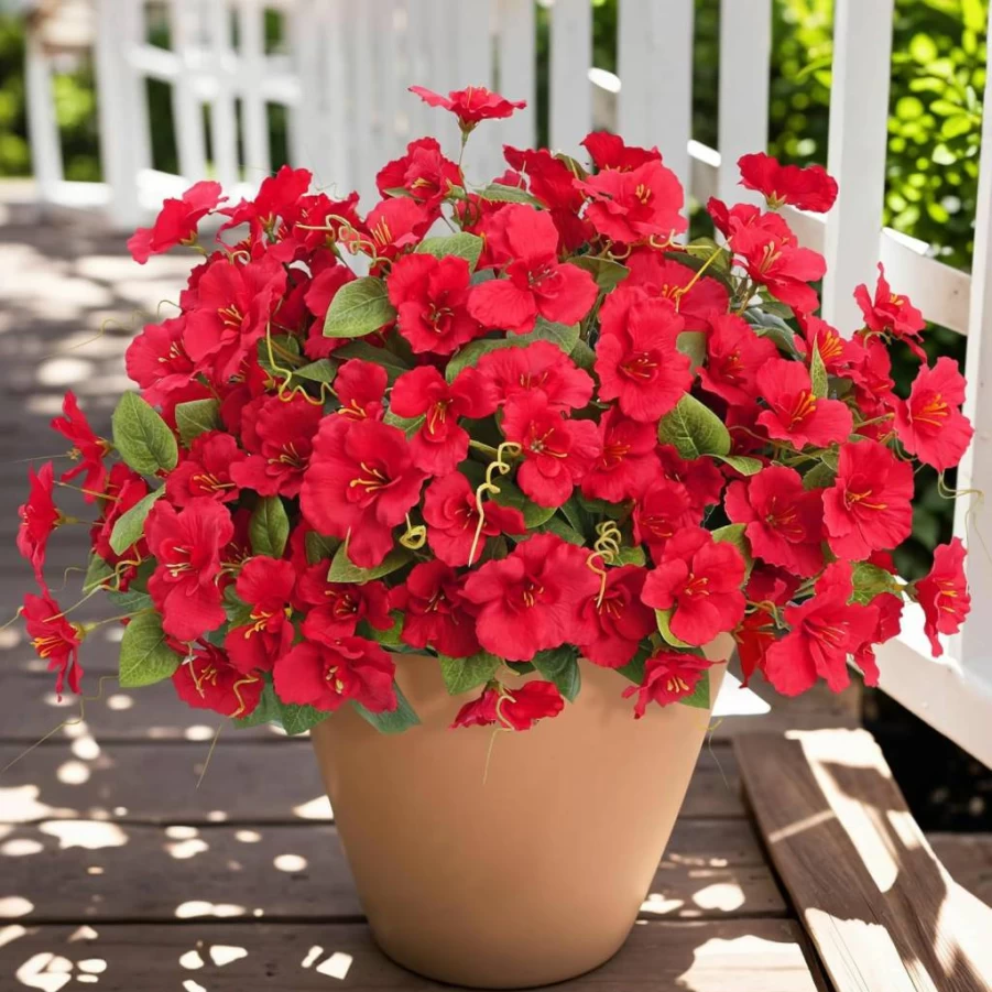 Ouddy Decor 8 Bundles UV Resistant Artificial Hibiscus Flowers for Indoor & Outdoor Decor - Faux Silk Bouquets for Garden, Patio, Porch, Vase, Planter, Mixed Colors