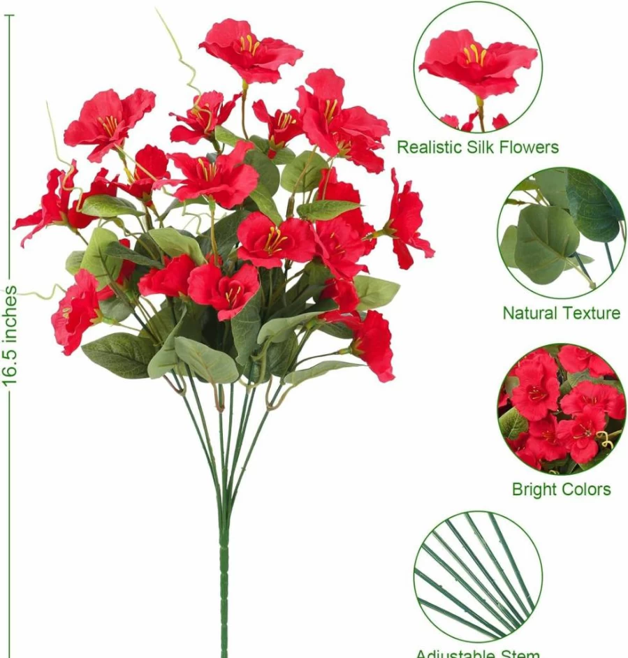 Ouddy Decor 8 Bundles UV Resistant Artificial Hibiscus Flowers for Indoor & Outdoor Decor - Faux Silk Bouquets for Garden, Patio, Porch, Vase, Planter, Mixed Colors