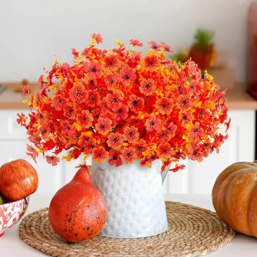 HyeFlora Artificial Flowers 12 Bundles Faux Daisy with Eucalyptus Leaves for Outdoor Indoor Garden Home Porch Decoration (Mix Pink Red Purple Yellow)