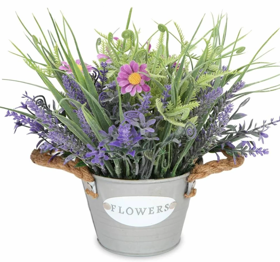MIXROSE Artificial Lavender Plant in Pot - 10" Tall Faux Purple Flowers for Home, Office, Patio Decor - Realistic Fake Potted Greenery for Living Room, Bedroom, Farmhouse Aesthetic