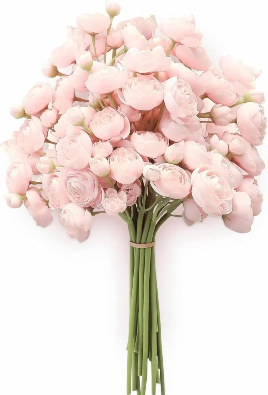 Floroom 18-Piece Champagne Silk Ranunculus Artificial Flowers for Wedding Bouquets, Centerpieces, Bridal Shower Decorations & DIY Arrangements