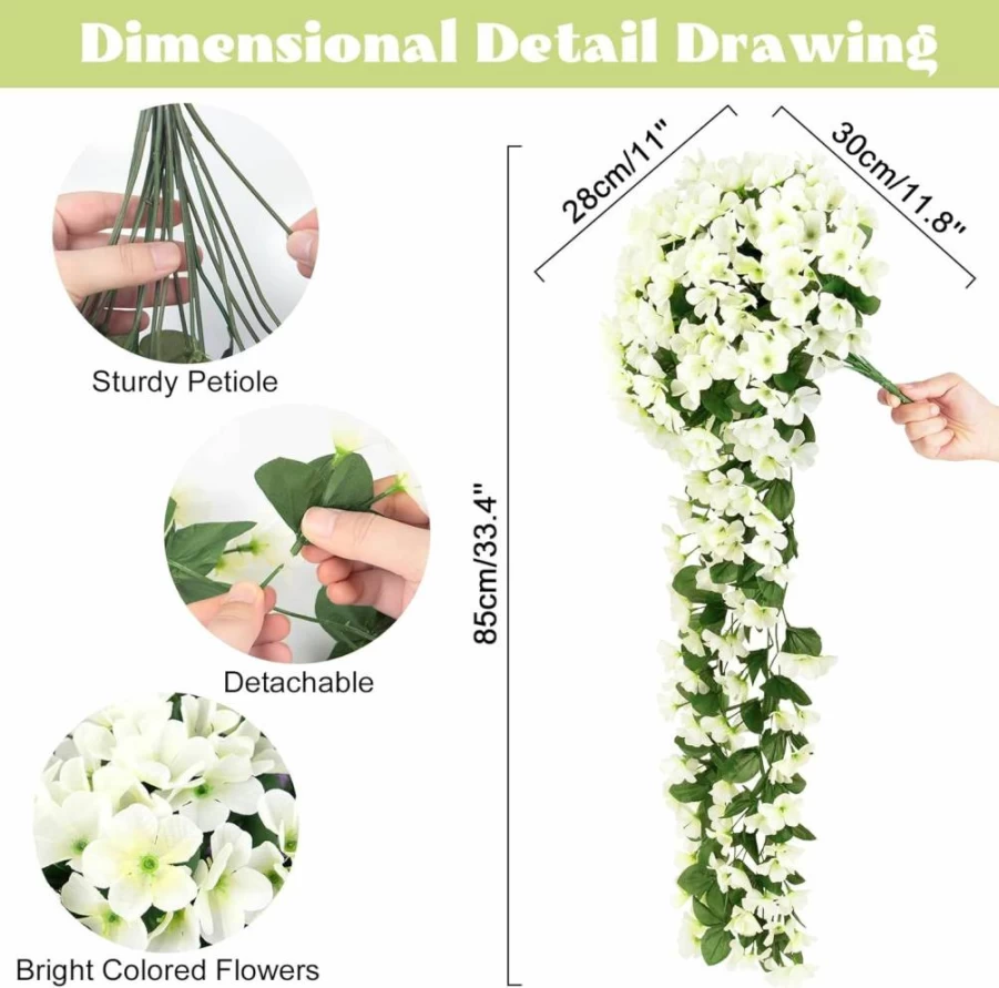 Ouddy Decor 4 Pack Artificial Violet Hanging Flowers - Fake Vine Garland for Indoor Outdoor Home Garden Wedding Porch Decor