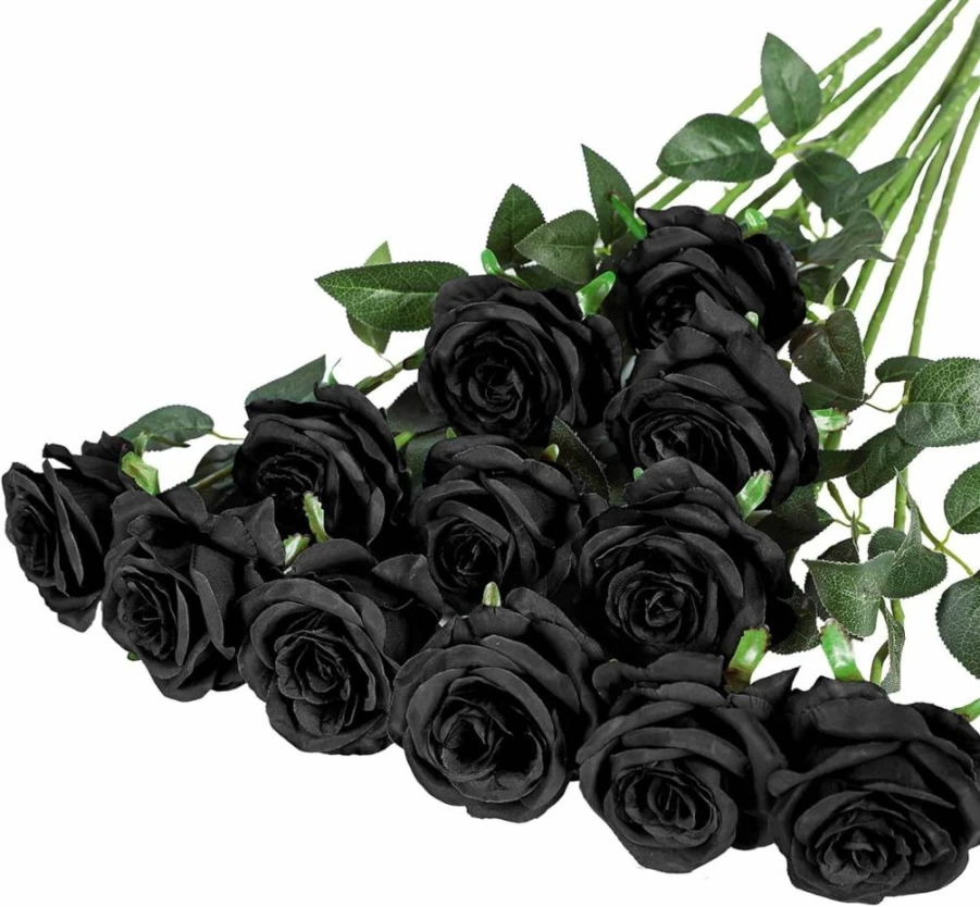 Hawesome 12Pcs Artificial Silk Roses Bouquet - Realistic Long Stem Silk Flowers for Wedding, Home, Party Decoration (Red)