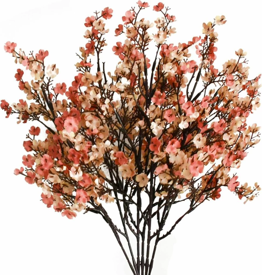 Mandy's Artificial Baby's Breath Flowers - 6 Bundles Silk Gypsophila with Bendable Stems for Wedding, Fall Centerpiece, and Table Decorations