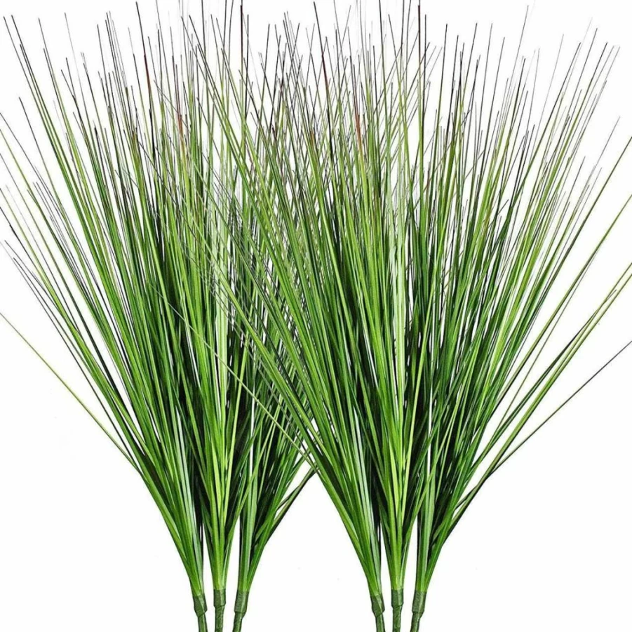 Beebel 27-Inch Artificial Onion Grass Plants - 6 Pack Faux Wheat Grass Shrubs for Indoor & Outdoor Decor, Home, Office, Gardening