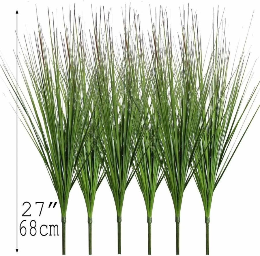 Beebel 27-Inch Artificial Onion Grass Plants - 6 Pack Faux Wheat Grass Shrubs for Indoor & Outdoor Decor, Home, Office, Gardening