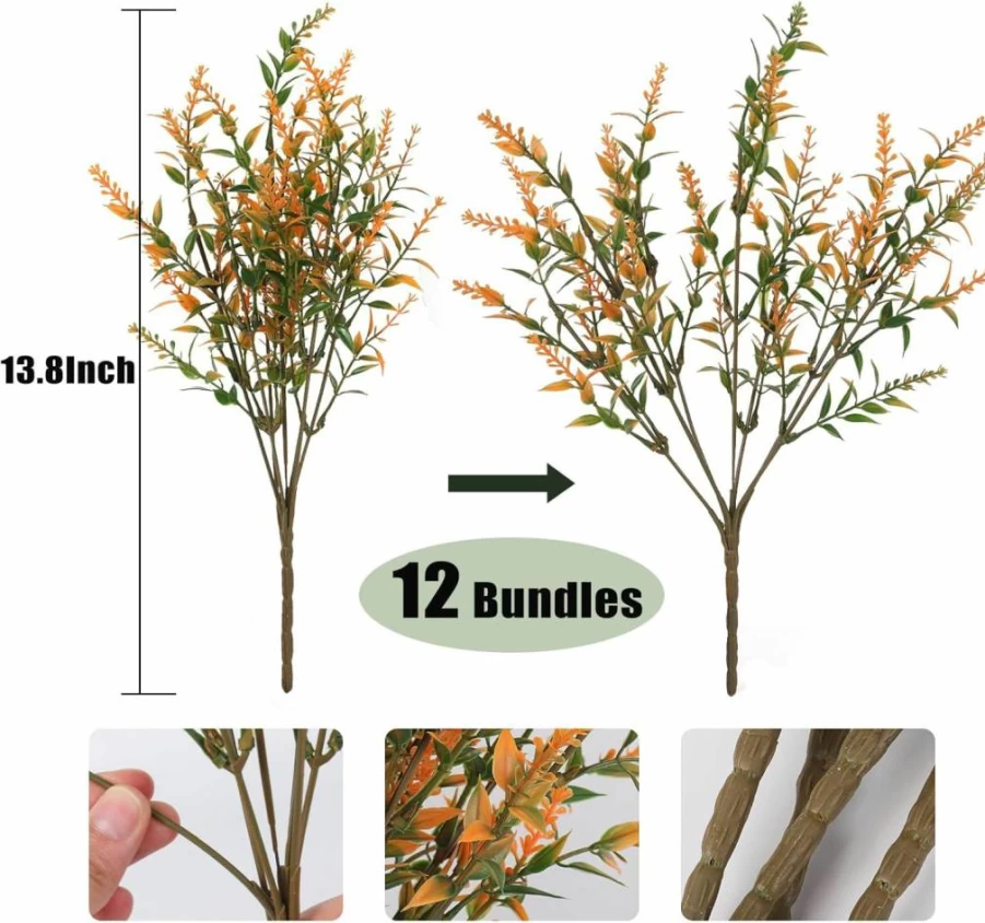 RECUTMS Artificial Lavender Flowers - 8 Bundles UV Resistant Fake Shrubs for Indoor Outdoor Decor, Wedding Bouquets, Hanging Planters, and Table Arrangements (Purple)