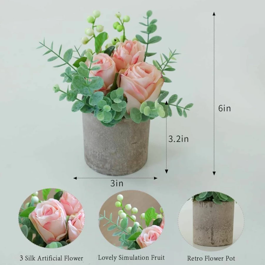 Rosscer Artificial Sunflowers Silk Flowers Kit with Pot, Fake Plants for Home Office Decor, Bookshelf, Bedroom, Living Room, Wedding Party Decoration