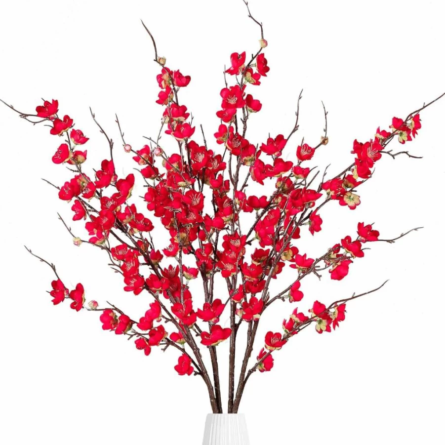 Sggvecsy 4 Pack Artificial Cherry Blossom Branches - 41" Pink Silk Fake Flowers for Vase, Home Decor, Wedding Table Arrangements