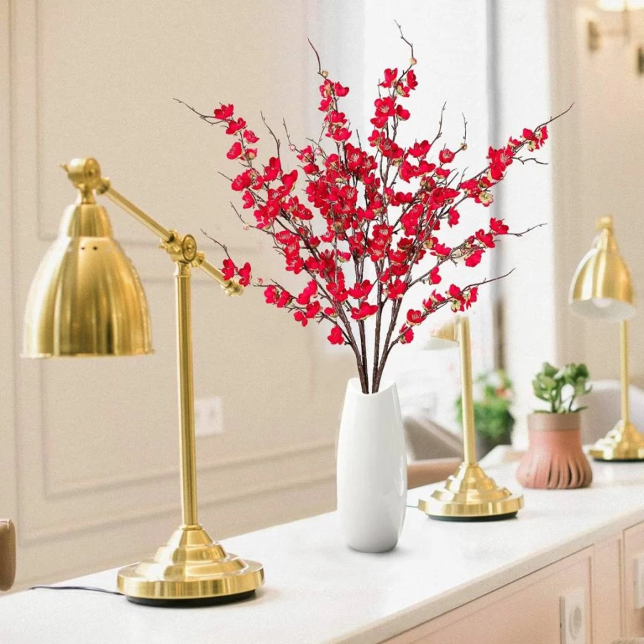 Sggvecsy 4 Pack Artificial Cherry Blossom Branches - 41" Pink Silk Fake Flowers for Vase, Home Decor, Wedding Table Arrangements