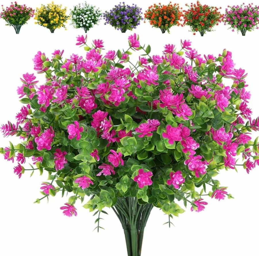 JOYGAR 24-Pack Purple Artificial Boxwood Shrubs - UV Resistant Faux Greenery for Indoor/Outdoor Decor, Wedding, Hanging Planters, Office & Patio