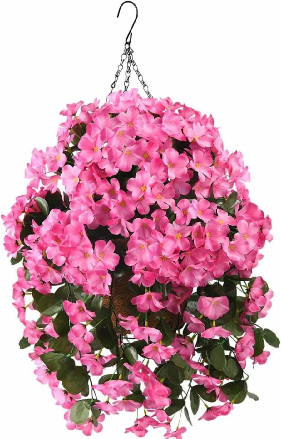 INQCMY UV Resistant Artificial Hanging Plants Basket - Realistic Faux Silk Begonia Flowers for Outdoor Porch, Patio, Balcony, Yard, and Home Decor