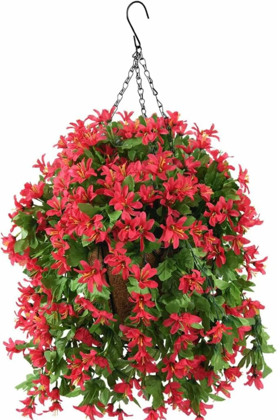 INQCMY UV-Resistant Artificial Hanging Violet Flowers in Basket for Outdoor Porch, Patio, Balcony, and Garden Decor - Realistic Silk Fake Plants for Home Decoration