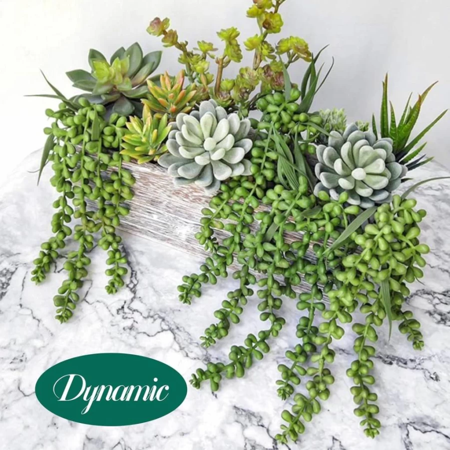 Meiliy 4Pcs Artificial Succulent Plants - Hanging Faux Succulents, String of Pearls, Unpotted Branch for Home, Office, Wedding, Indoor Decor
