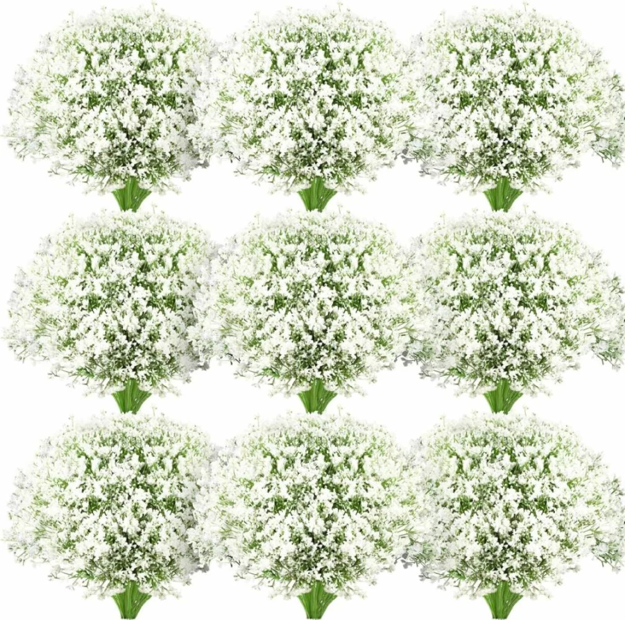 Ysleen 100-Piece White Artificial Baby's Breath Flowers - Faux Gypsophila Bouquets for DIY Wedding, Party, Home, Office & Garden Decor