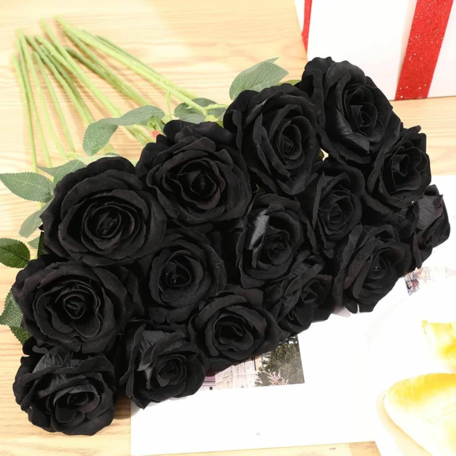 Cloudecor 15Pcs Cream White Artificial Silk Roses - Long Stem Fake Flowers for Wedding, Home, and Party Decoration