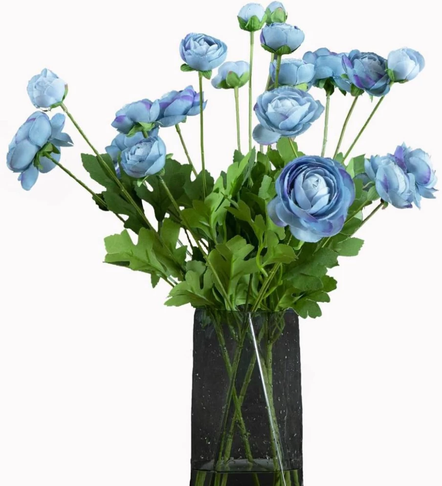 GLSATEMAN 5 Stems Artificial Orange Ranunculus Flowers 23" Tall, UV Resistant Bendable Stems for Wedding Centerpieces, Home Decor, Fake Silk Flowers for DIY Arrangements