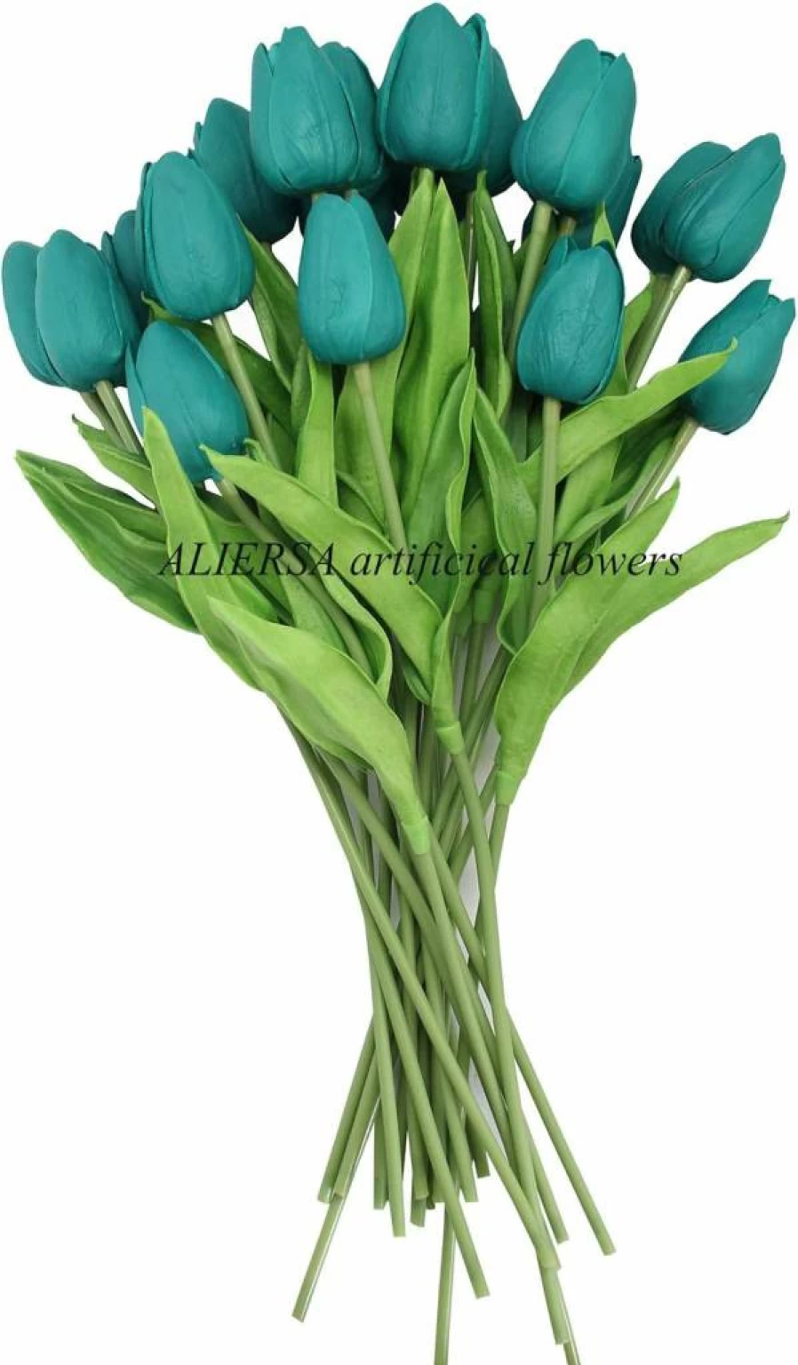 ALIERSA 10-Pack Real Touch Artificial Tulip Bouquets - Gradient Coral Mini Fake Flowers for Home Decor