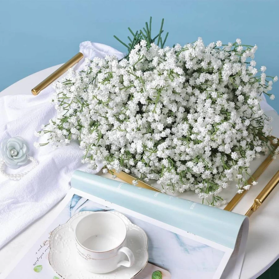 LYLYFAN 30 Pcs Real Touch Babys Breath Artificial Flowers for Wedding, Party, Home, and Garden Decoration - Gypsophila Fake Flowers
