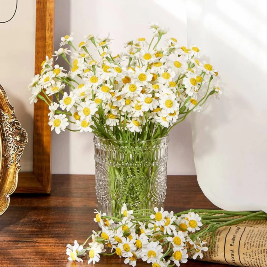 Serwalin 12Pcs Artificial Daisy Flowers Bouquet for Wedding, Home, Party Decor - DIY Table Centerpiece, Vase Arrangement (No Vase Included)