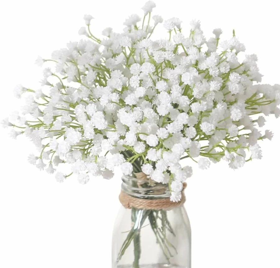 Veryhome 30Pcs Artificial White Gypsophila Flowers, Fake Baby's Breath Bouquet for DIY Wedding, Home, and Floral Arrangements Decor