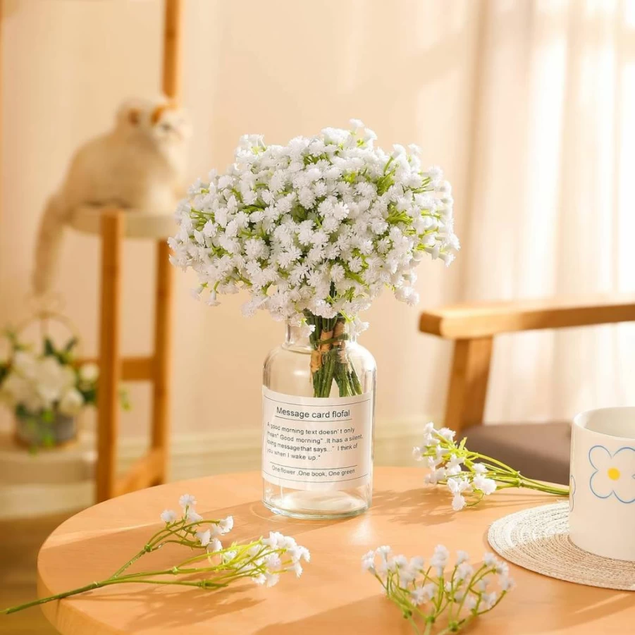 Veryhome 30Pcs Artificial White Gypsophila Flowers, Fake Baby's Breath Bouquet for DIY Wedding, Home, and Floral Arrangements Decor