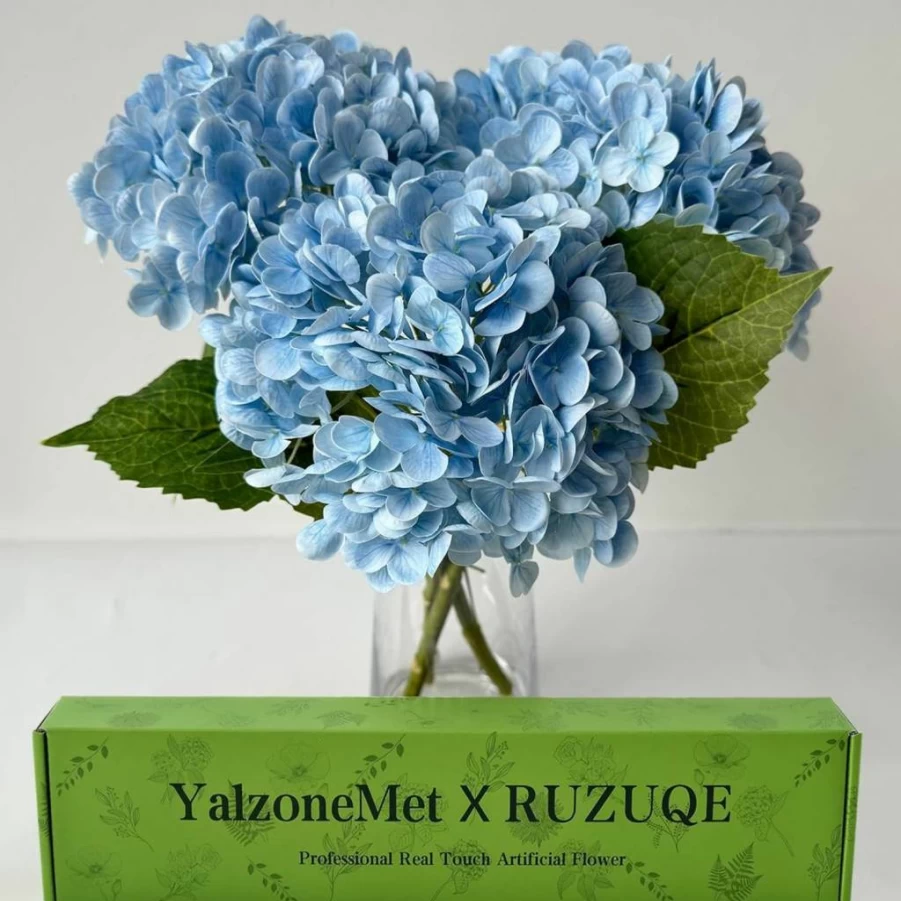 YalzoneMet 3-Pack 21-Inch Real Touch White Artificial Hydrangea Flowers for Wedding Centerpieces, Home Decor, and Party Table Arrangements