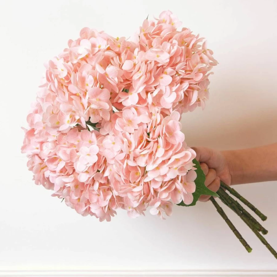 5Pcs BESCOST Real Touch Hydrangea Artificial Flowers, Realistic Pink Faux Floral Decor for Wedding Bouquets, Home Office Centerpieces, Party Decorations